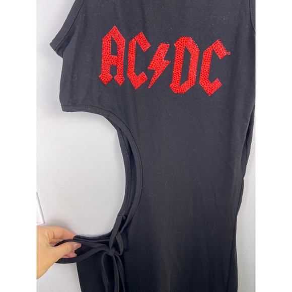 AC/DC Rhinestone Cutout Maxi Dress – Women’s M – Rock Band Graphic Tie-Side Dres - Picture 4 of 6